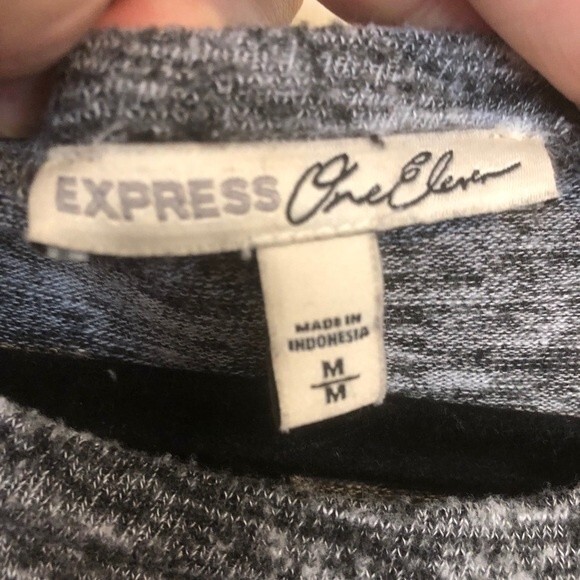 EXPRESS ONE ELEVEN Medium Gray Heather Twist Knot Dress Long Sleeve Stretch - Picture 3 of 7